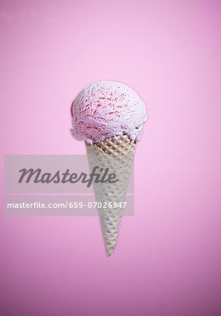 Strawberry Ice Cream Cone; Sugar Cone Strawberry Ice Cream Cone; Sugar Cone