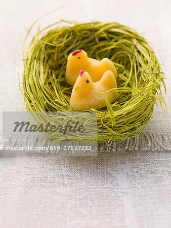 An Easter nest with fondant chicks