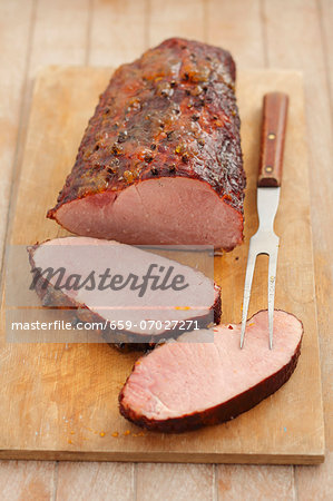 Cooked smoked ham with apricot glaze
