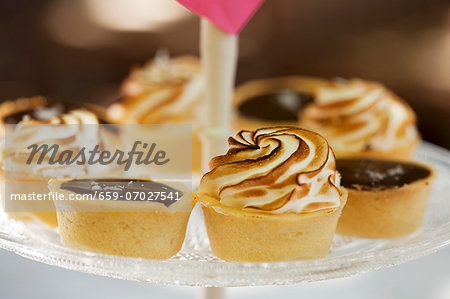 Individual chocolate tarts with meringue top Individual chocolate tarts with meringue top