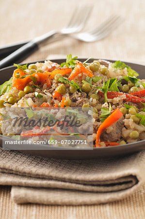 Rice with beef and peas