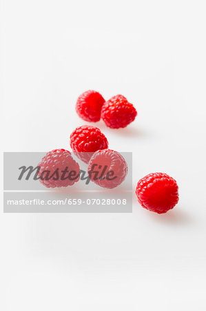 Fresh Raspberries on a White Background