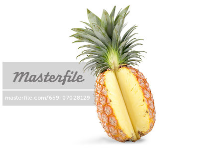 A pineapple with a wedge missing