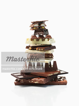 A stack of chocolate pieces