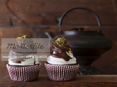 Coffee cupcakes with Irish Cream liqueur and marshmallow topping