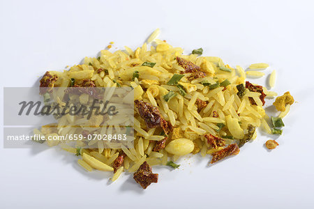 A ready-made mix of rice with dried vegetables and spices