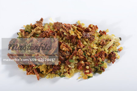 A ready-made mix of bulgur with dried vegetables and spices A ready-made mix of bulgur with dried vegetables and spices