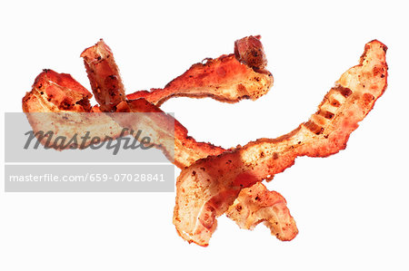 Three fried rashers of bacon