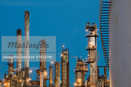 Refinery smokestacks, Montreal, Quebec, Canada