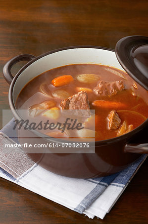 Still life of meat and vegetables in casserole dish Still life of meat and vegetables in casserole dish