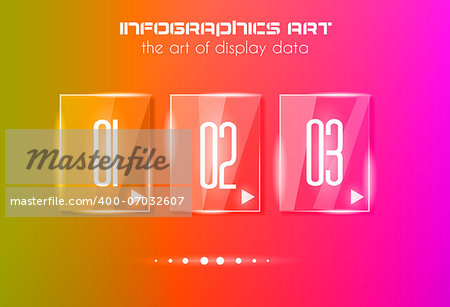 Infographic design template with glass surfaces. Ideal to display information, ranking and statistics with orginal and modern style.