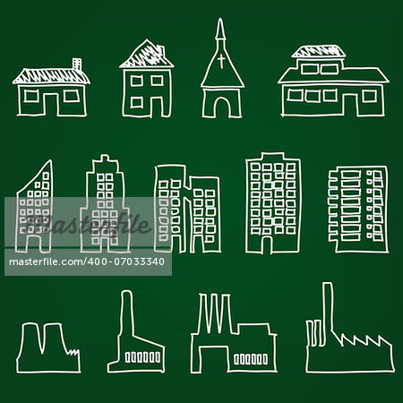 vector set of buildings