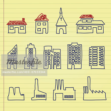 vector set of buildings