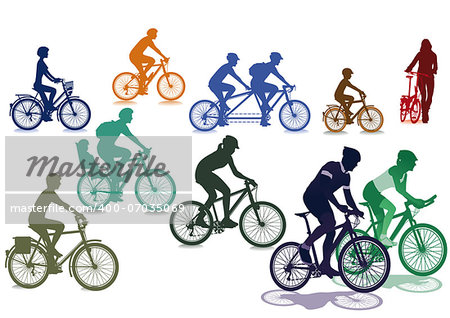Cyclists and bicycles