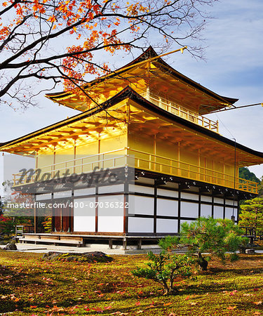 Temple of the Golden Pavilion on Kyoto, Japan.