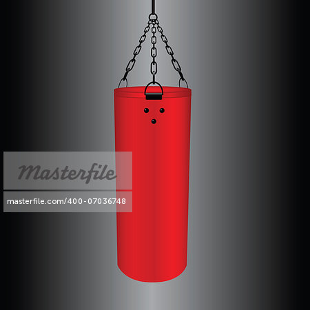 Large red punching bag for training. Vector illustration.