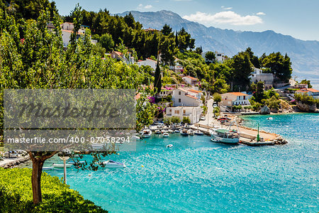 Beautiful Adriatic Bay and the Village near Split, Croatia