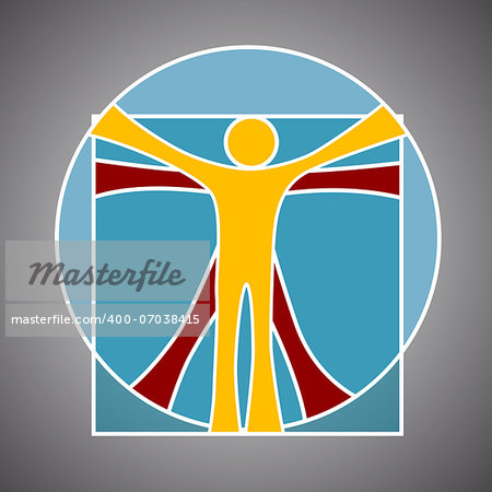 Leonardo da Vinci vitruvian man symbol - illustration