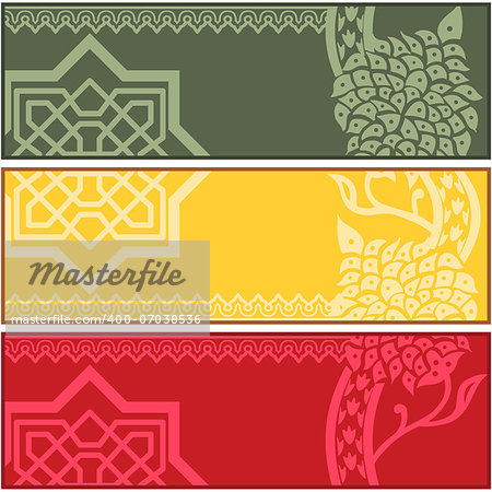 Vector of different banners with Islamic ornaments on white background