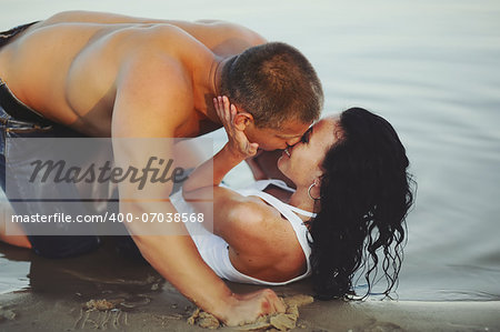 heterosexual couple  at the beach