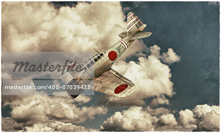 Akutan zero plane fighter in old photo