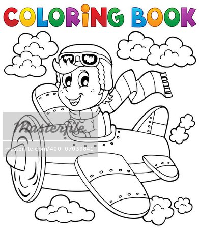 Coloring book airplane theme 1 - eps10 vector illustration.
