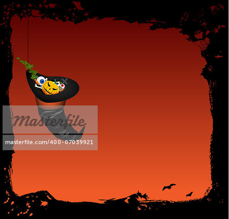 Halloween vector background with magic witch hat