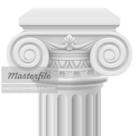 Classic ionic column. Illustration on white background