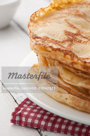 closeup view of fresh pancakes on plate