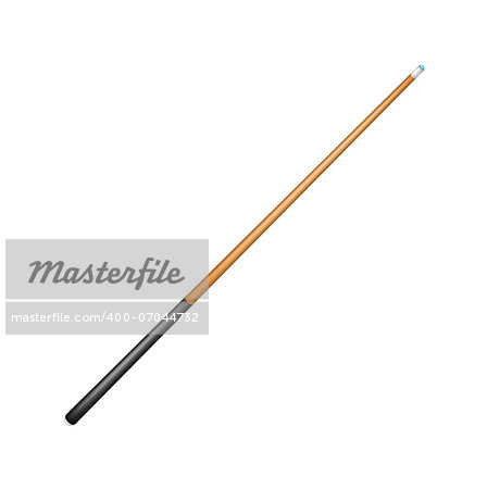 Billiard cue in retro design on white background