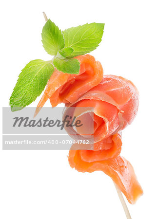 Canape with salmon isolated on a white background