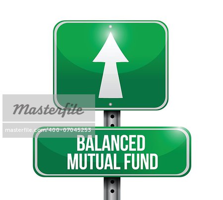 balanced mutual fund road sign illustrations design over white