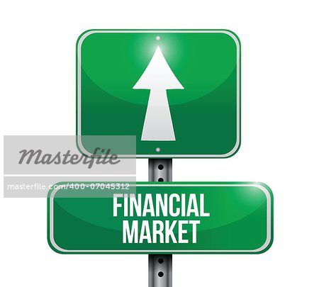 financial market road sign illustration design over white