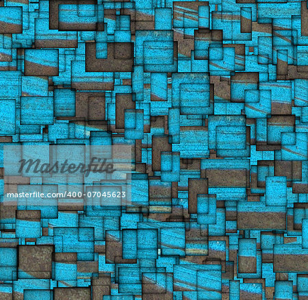 grunge mosaic tile fragmented backdrop in blue