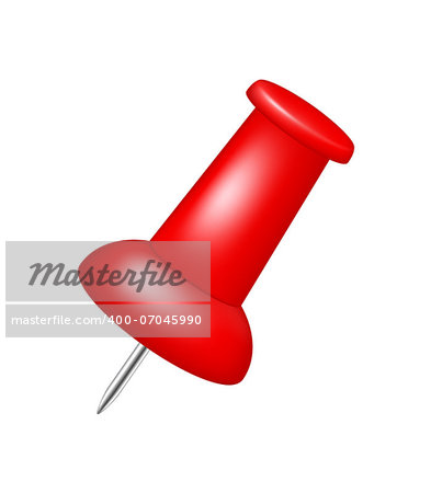 Push pin in red design on white background