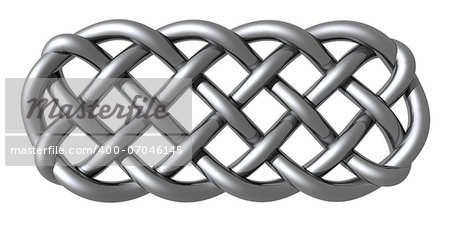 metal celtic knots on white background