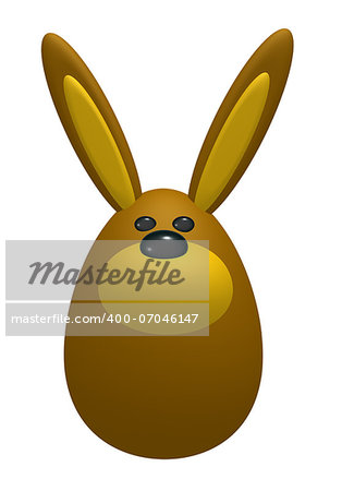 egg shaped bunny on white background - 3d illustration