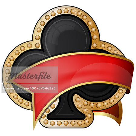 Vector illustration of clubs card suit icons with ribbon
