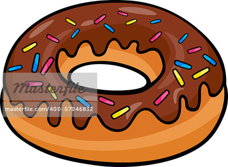 Cartoon Illustration of Sweet Donut Cake with Chocolate Clip Art