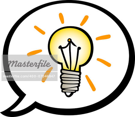 Cartoon Illustration of Idea Bulb in Comic Balloon Clip Art