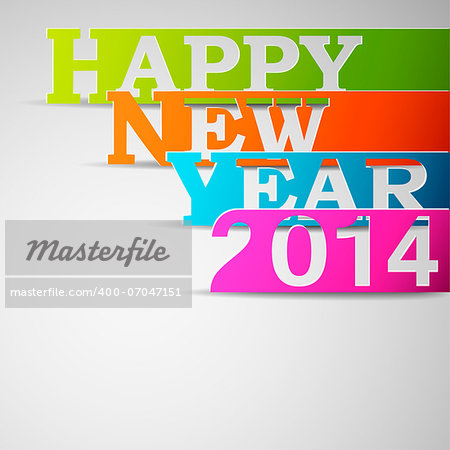 Happy new year 2014 paper strips eps10 vector illustration