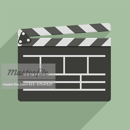 minimalistic illustration of a clapper board, symbol for film and video