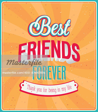 Best friends forever typographic design. Vector illustration.