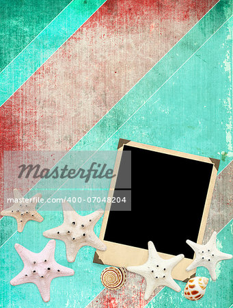 Old photo and starfishes for scrapbooking