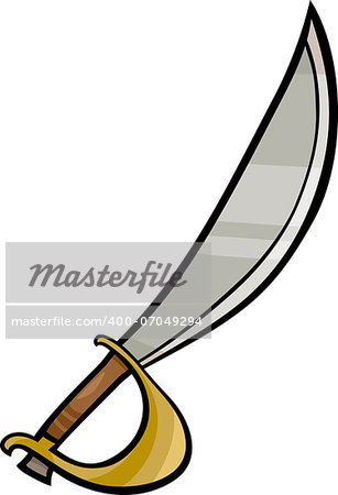 Cartoon Illustration of Sword or Sabre Clip Art