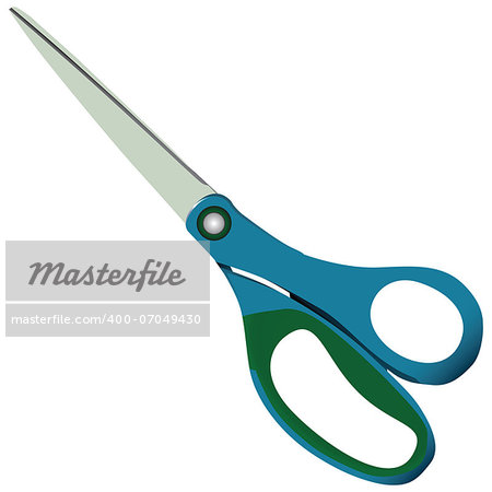 Tailor scissors with plastic handles. Vector illustration.