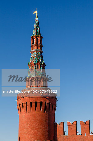 Beklemishevskaya (Moskvoretskaya) Tower of Kremlin and Kremlin Wall, Moscow, Russia