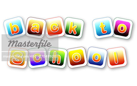 back to school color letters over colorful cards