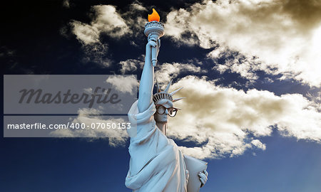 liberty statue with black glasses