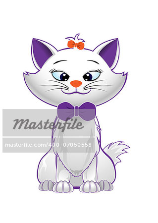 vector cute kitty character on white background